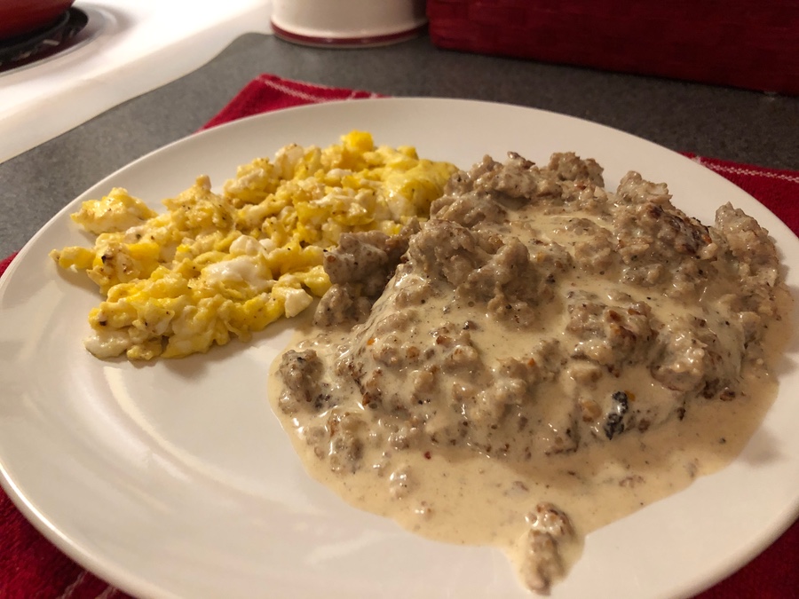 Keto Country Fried Steak with Sausage Gravy