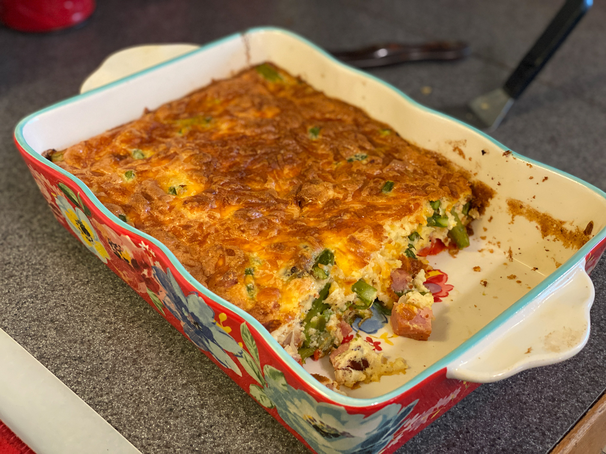 Keto Cheesy Ham and Asparagus Bake